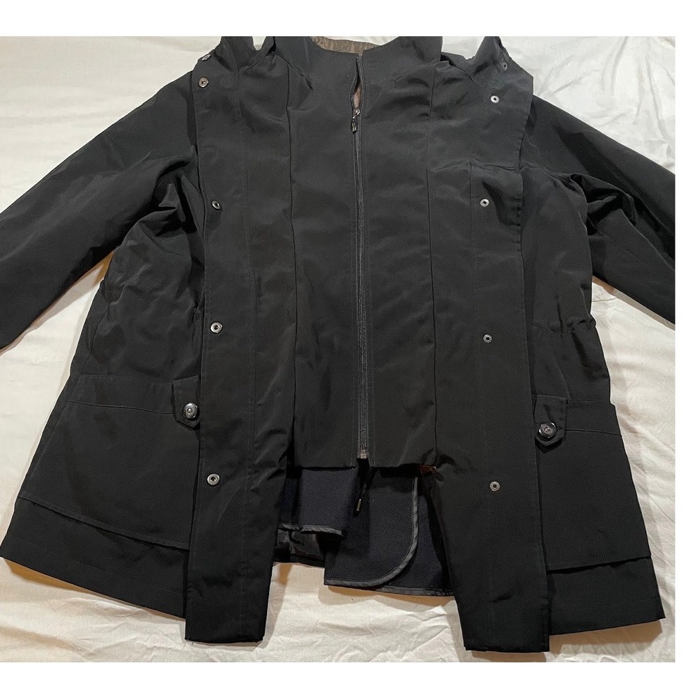 Gallery Women's M Black Field Jacket Brown Contrast Collar Lined Utility Coat - Picture 5 of 15